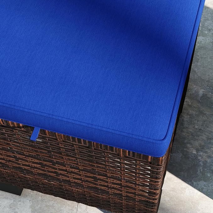 Outsunny 2 Pieces Outdoor Patio Ottomans, All Weather Wicker Outdoor Footstools - Image 9