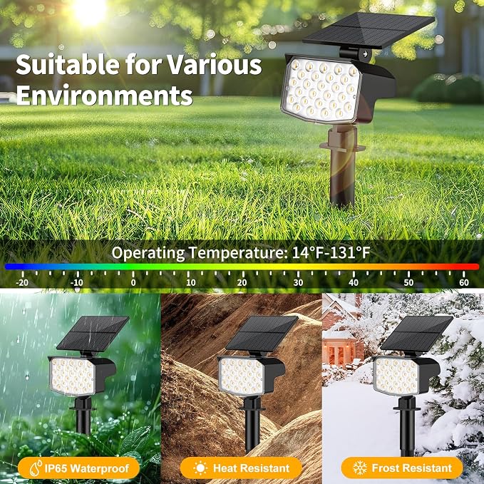 Solar Spot Lights Outdoor Waterproof Adjustable Solar Powered Landscape Lights - Image 4