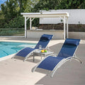 Domi Pool Lounge Chairs Set of 3, Adjustable Aluminum Outdoor Chaise Lounge by domioutdoorliving