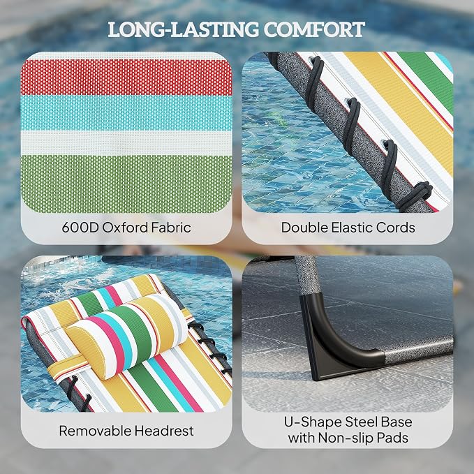 Outsunny Folding Chaise Lounge Chair Outdoor Tanning Chair - Image 5