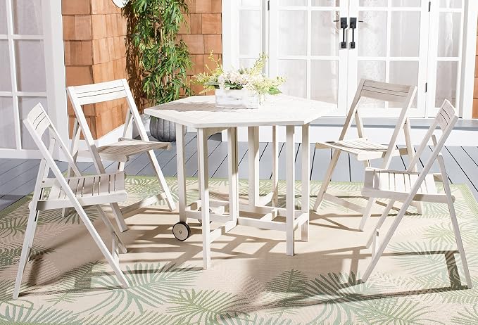 SAFAVIEH Outdoor Patio Furniture Collection Kerman White Washed Acacia Wood - Image 2
