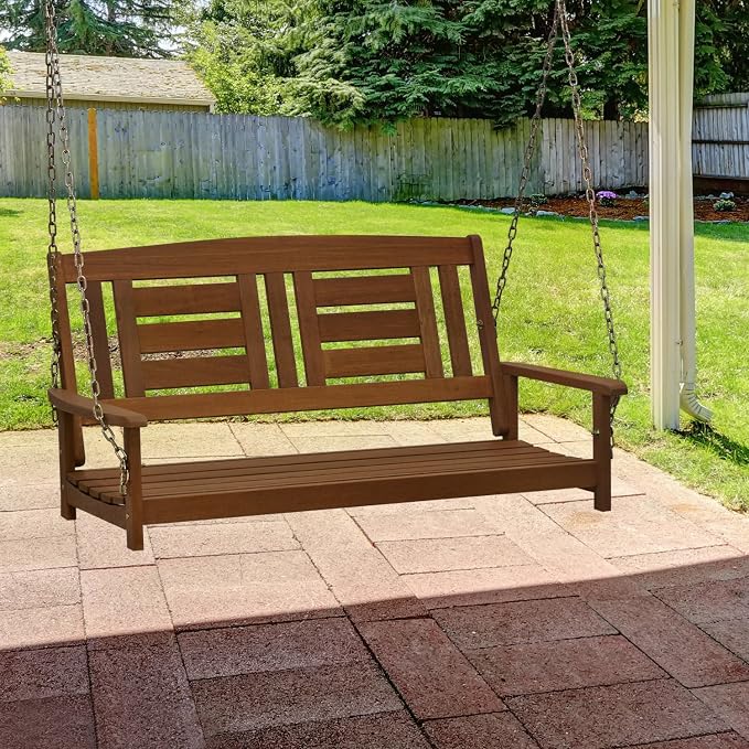 Furinno Tioman Hardwood Patio / Garden / Outdoor 4ft Porch Swing, 2 Seater - Image 3