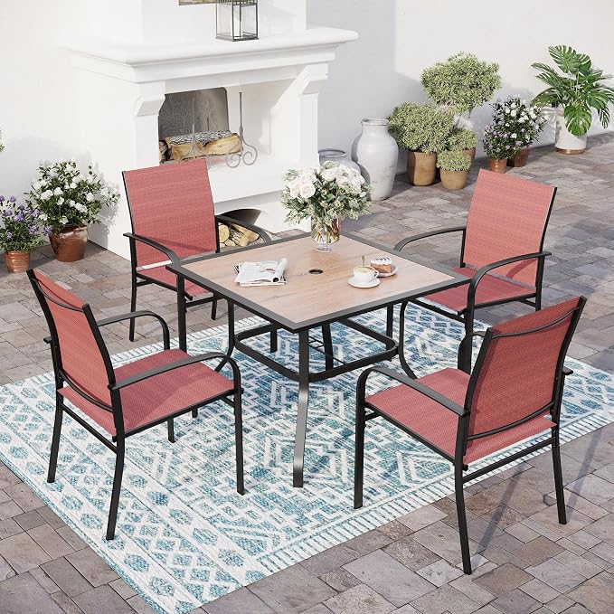 5 Piece Patio Dining Set for 4, Outdoor Table and Chairs Set for Lawn, Backyard by SUNSHINEVALLEY