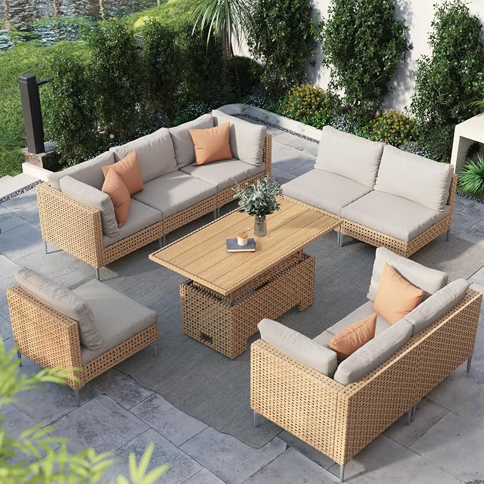 Grand patio 9-Piece Wicker Patio Furniture Set by GrandPatio