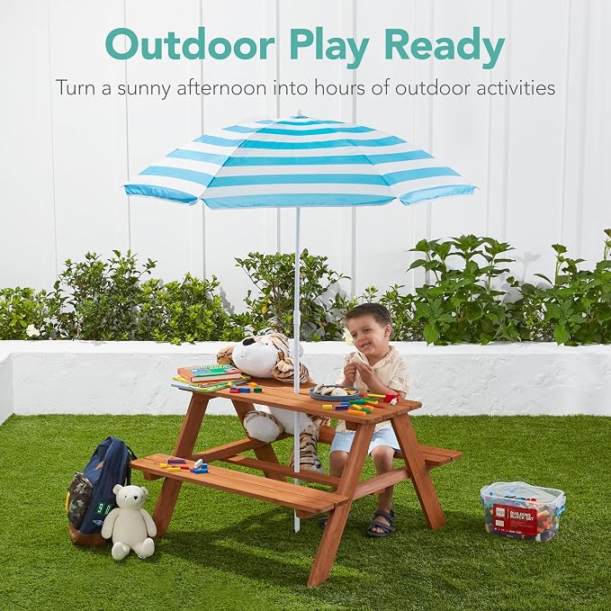 Best Choice Products Wooden Kids Picnic Table - Image 4