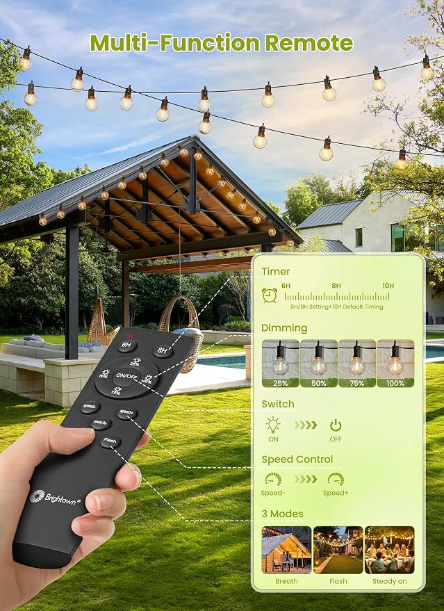 Brightown 58FT Solar String Lights Outdoor - Image 3