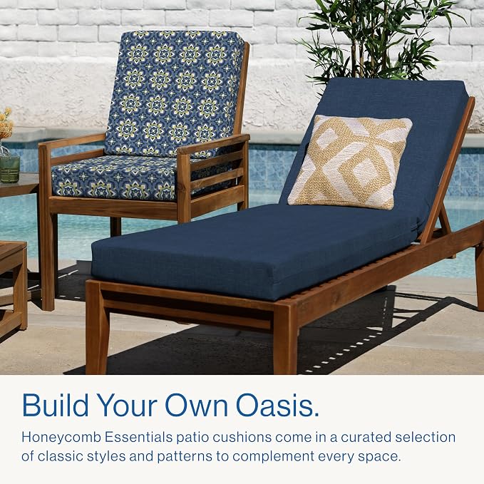 Honeycomb Outdoor Essentials Chaise Lounge, 21 x 70, Hampton Texture Navy Chair - Image 3