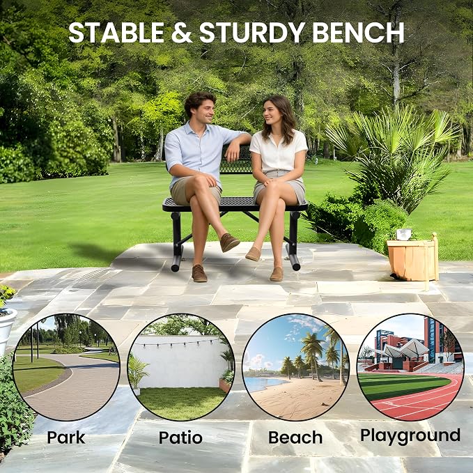 4 Feet Heavy Duty Metal Park Bench - Image 5
