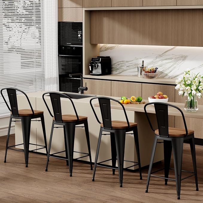 Aklaus Metal Bar Stools Set of 4, 24 inch Barstools Counter Height BarStools - Image 9