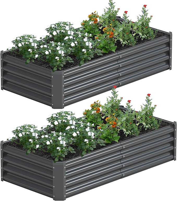 2PCS 4x2x1FT Galvanized Raised Garden Bed, Galvanized Planter Raised Garden by AyenGuard