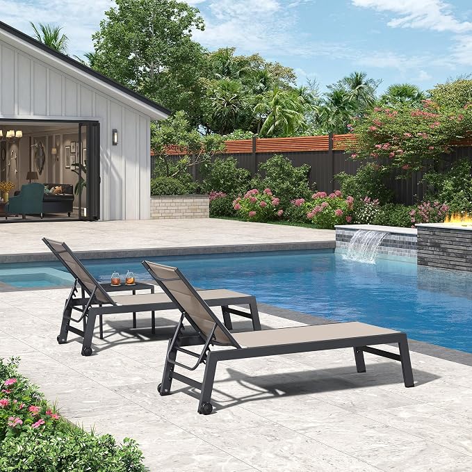 PURPLE LEAF Outdoor Patio Chaise Lounge Set of 4 Aluminum Lounge Chair - Image 2