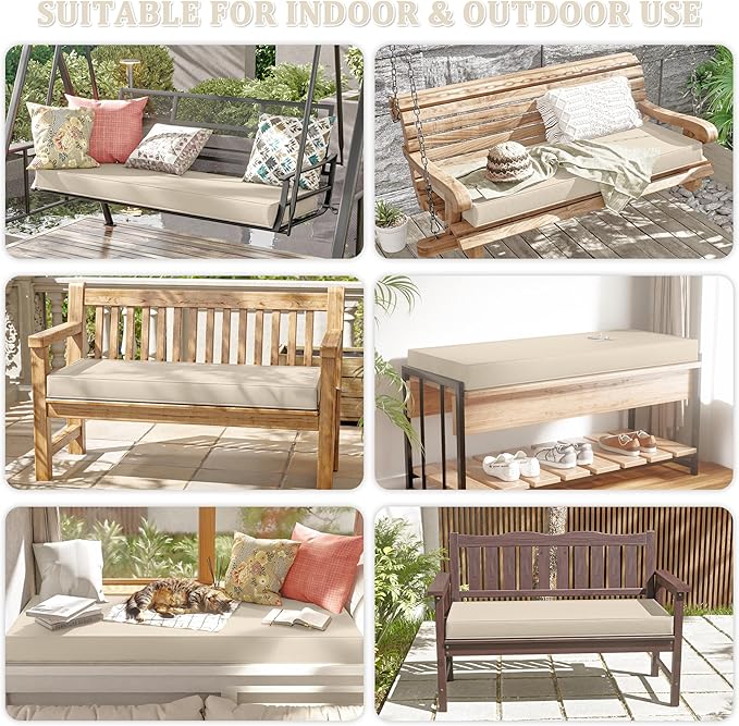 Premium Outdoor Bench Cushions for Patio Furniture 3.5inches Memory Foam Bench - Image 6
