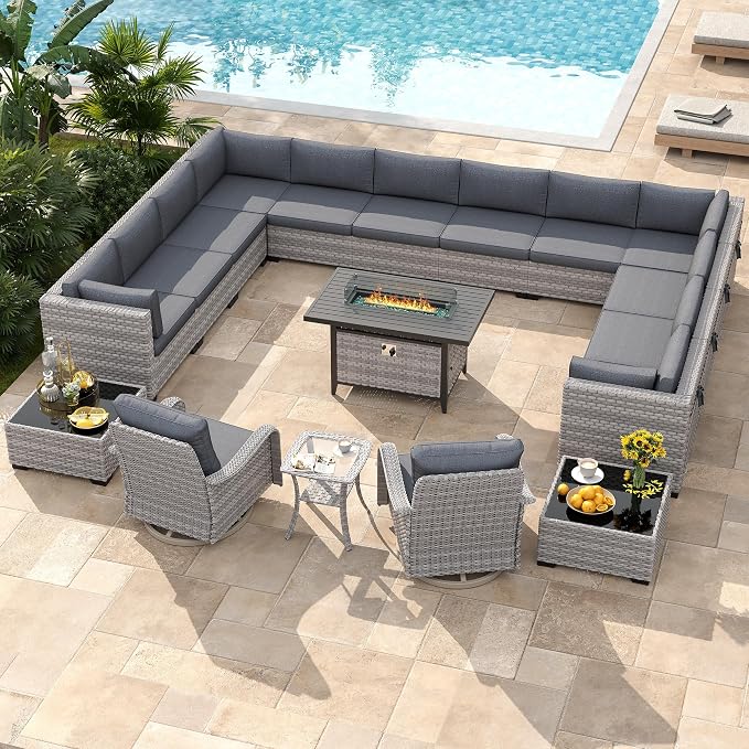 14-Seat Outdoor Wicker Patio Furniture Set - Image 2