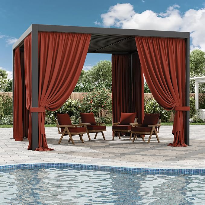 Gazebo Universal Replacement Privacy Curtain, 4-Panels Sidewall Curtains - Image 6
