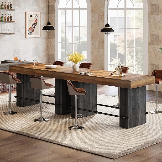 Tribesigns 62.2 Inch Bar Table, Industrial Counter Height Pub Dining Table - Image 6