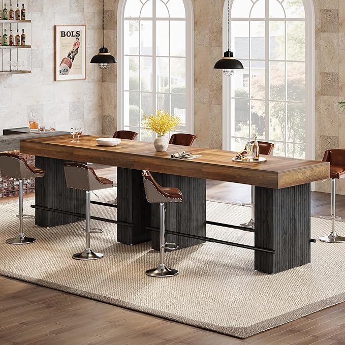 Tribesigns 62.2 Inch Bar Table, Industrial Counter Height Pub Dining Table - Image 9
