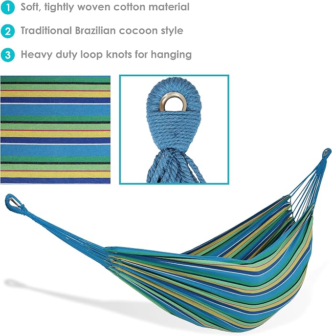 Sunnydaze Double Brazilian Cotton Hammock - Image 2