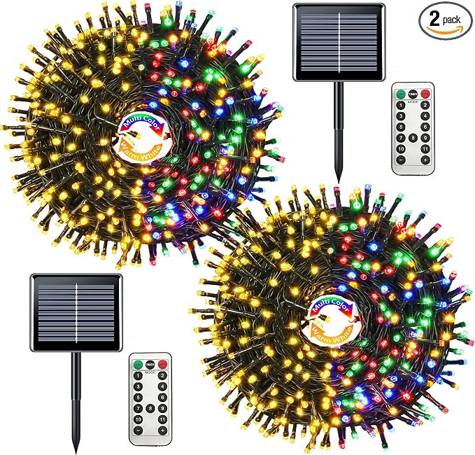JMEXSUSS 2 Pack Solar String Lights Outdoor Waterproof, Total 400 LED 151FT by JMEXSUSS
