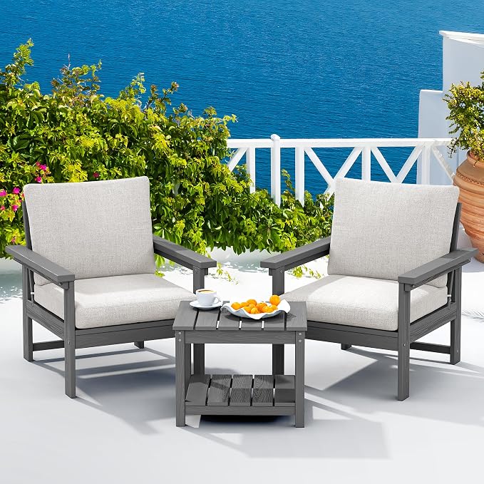 SERWALL HDPE Patio Sofa Set, 3-piece Sectional Outdoor Furniture Set, All by SERWALL