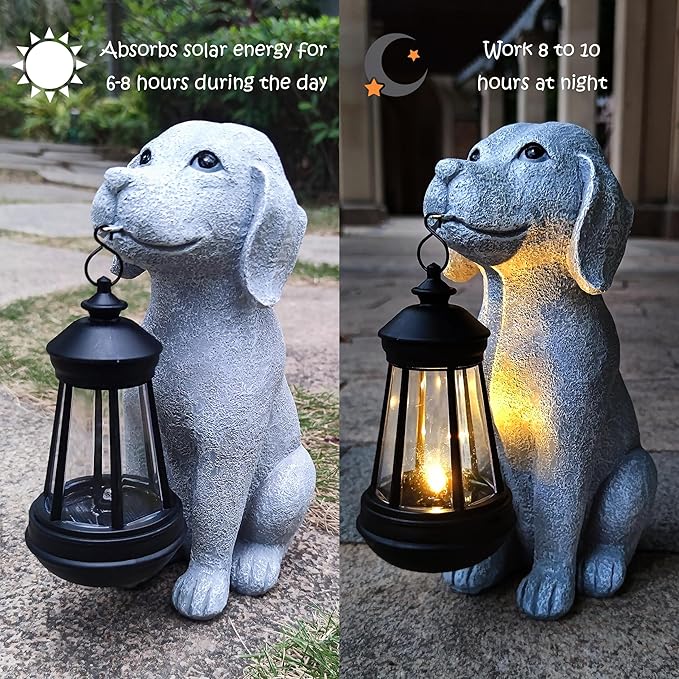 Solar Dog Outdoor Garden Statue - Image 4