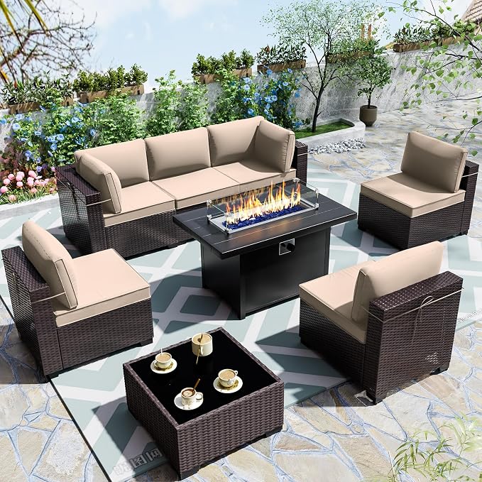 Outdoor Terrace Furniture Set, 8 Piece Outdoor Furniture Set, - Image 9