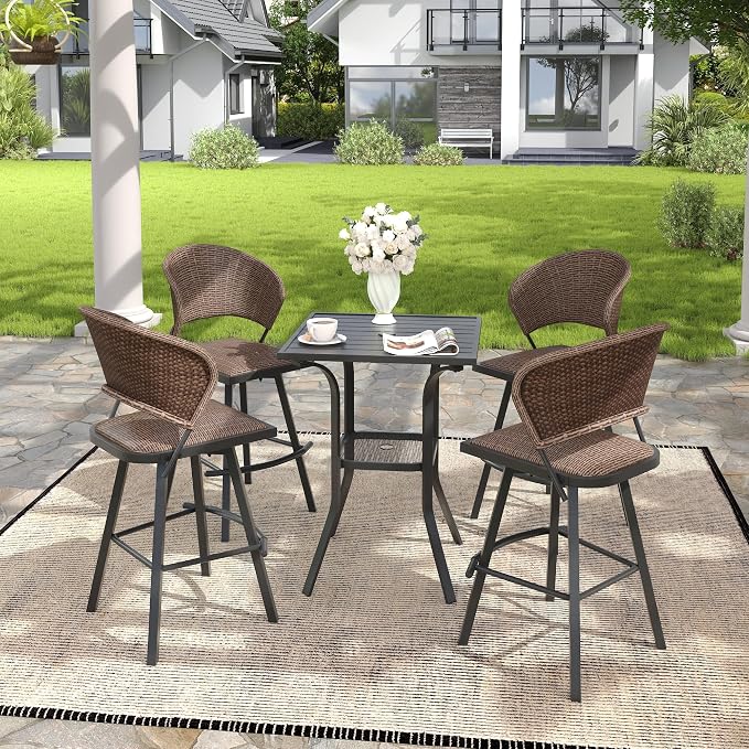 VICLLAX Patio Bar Height Table, Outdoor Square Bistro Table - Image 7