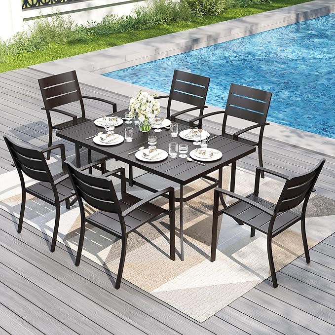PHI VILLA 7 Pieces Outdoor Patio Dining Set by PHIVILLAThepioneerofcomfortablehouseholdsupplies