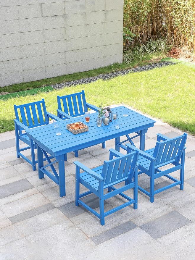 HDPE Patio Dining Set, 5-Piece Outdoor Table and Chairs - Image 2