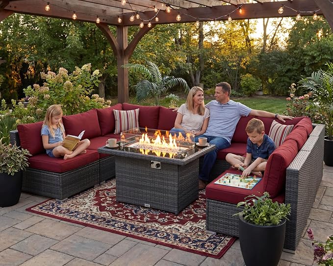 NICESOUL 9 Piece Plus Size Outdoor Patio Conversation Set - Image 3