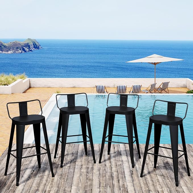 Aklaus Metal Bar Stools Set of 4 Counter Height Bar Stools - Image 8
