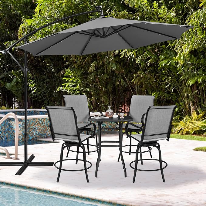 Yaheetech Patio Swivel Barstools Outdoor Chairs Set of 4, High Bistro Stools - Image 2