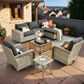 HOOOWOOO Outdoor Sectional Furniture Set, 8 Pieces Wicker Patio Conversation by DesignforBetterLife