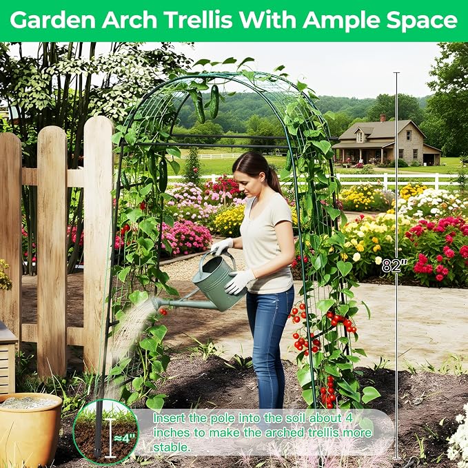 Garden Arch Trellis for Climbing Plants, 82 Inch Tall Grape Trellies for Outdoor - Image 2