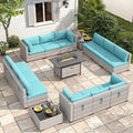 12-Seat Modern Outdoor Wicker Rattan Patio Furniture Set by MASIONBACKYARDS