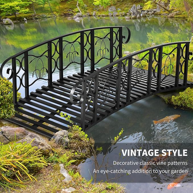 Outsunny 6' Metal Arch Backyard Garden Bridge - Image 5