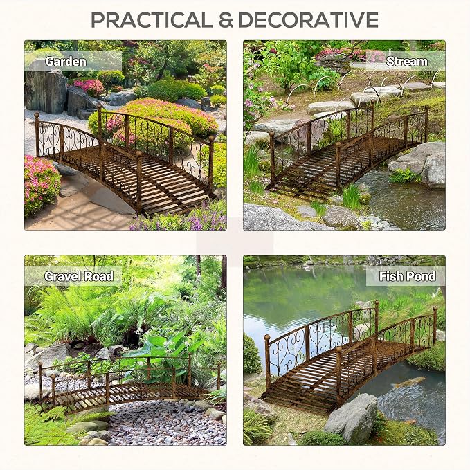 Outsunny 7' Metal Arch Garden Bridge - Image 4