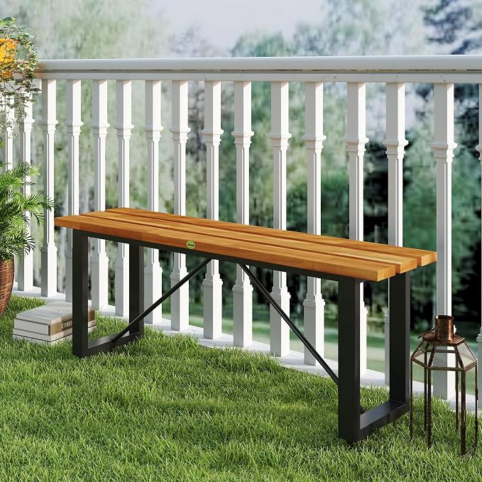 Outsunny Outdoor Bench, Acacia Wood Patio Garden Bench, Weather/Corrosion - Image 9