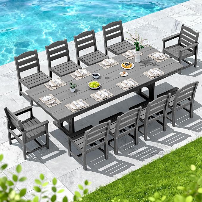 SERWALL 11 Piece Outdoor Dining Set - Image 7