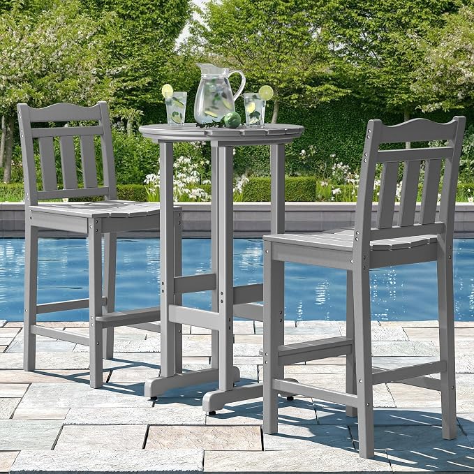 nalone Outdoor Bar Stool, HDPE Tall Adirondack Chair Bar Chair, Weather - Image 7