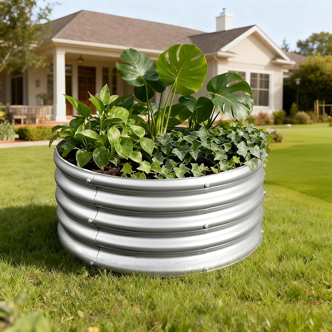 2PCS 2x2x1FT Galvanized Raised Garden Bed Kit, Vegetable Boxes-Round Metal - Image 5