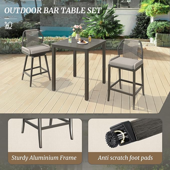 Outdoor Bar Table, Waterproof Aluminum Top, Weather Resistant, Indoor or - Image 5