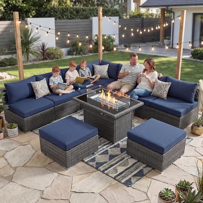 NICESOUL 10 Piece L-Shaped Outdoor Furniture Conversation by NICESOUL