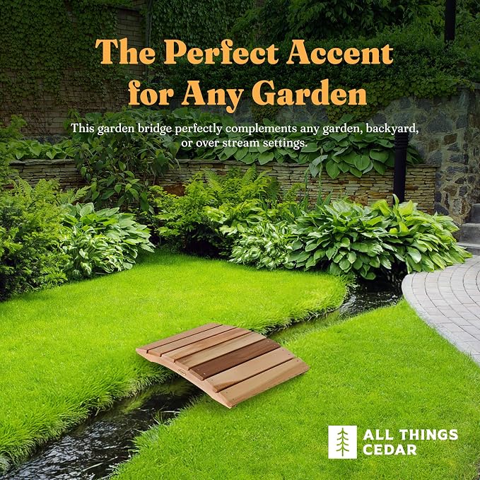 All Things Cedar Outdoor Wooden Garden Bridge - Image 4