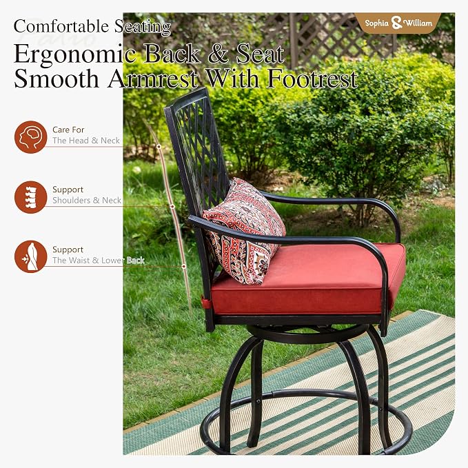 Sophia & William 7-Piece Outdoor Bar Set, Bar Height Patio Table and Chairs - Image 4