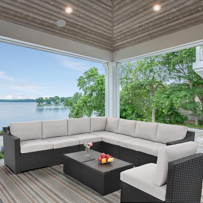 HAPPATIO 10 Piece Patio Conversation Set, All-Weather Patio Furniture Set - Image 8