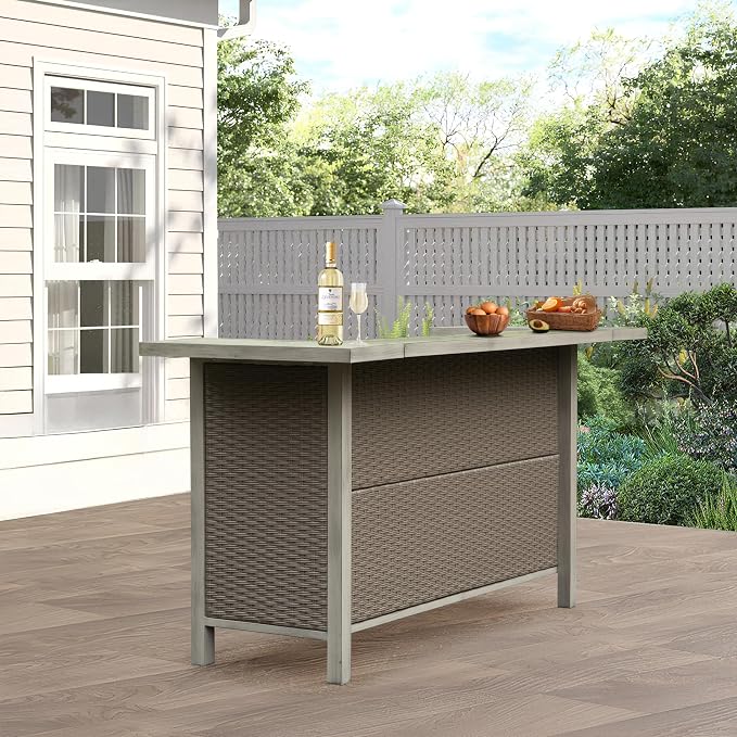 Domi Home Bar Unit，Modern Wicker Outdoor Bar Table - Image 8