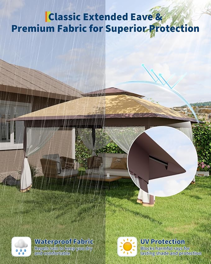 Canopy Tent 12x12 ft, Pop Up Gazebo One-Push Setup - Image 7