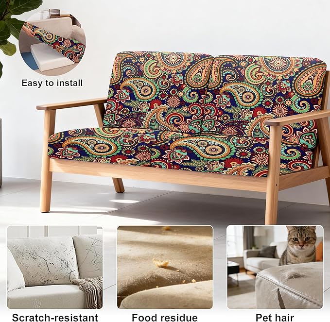 4Pcs Patio Stretch Cushion Covers, Outdoor Sofa Replacement Cover Slipcovers - Image 4
