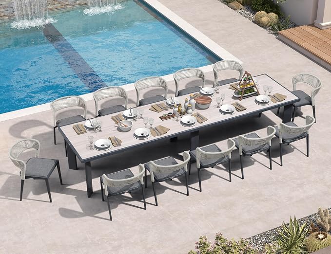 PURPLE LEAF 13 Pieces Outdoor Dining Set Patio Table and Chairs Set Aluminum by PURPLELEAF