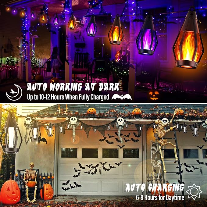 Flacchi Solar Flame String Lights - 42ft 15 LED Lights Outdoor Solar String - Image 4